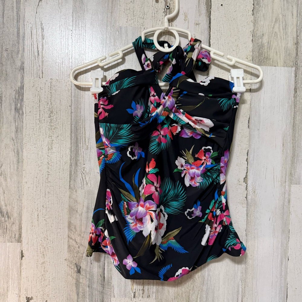 Leilani Tropical Floral Women's Bikini Top - Halter